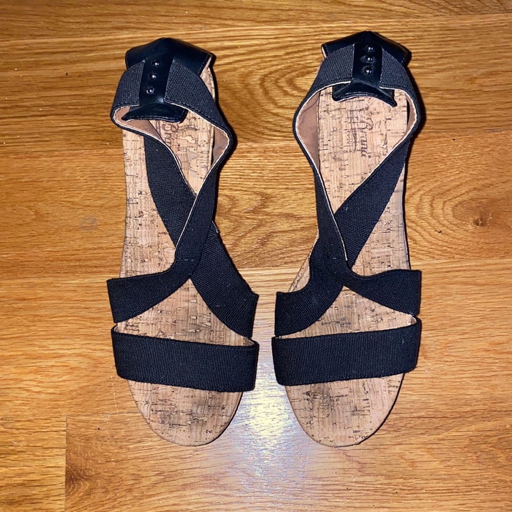 Lucky Brand Black Cork Studded Platform Wedges - Picture 4 of 8